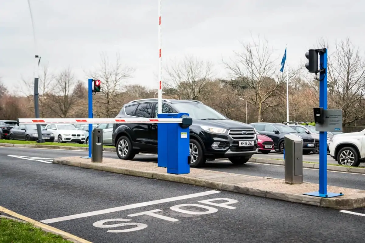 Modern car park with EV charging stations